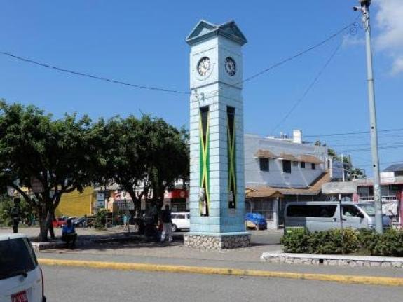 The clock in the Ocho Rios town centre. 