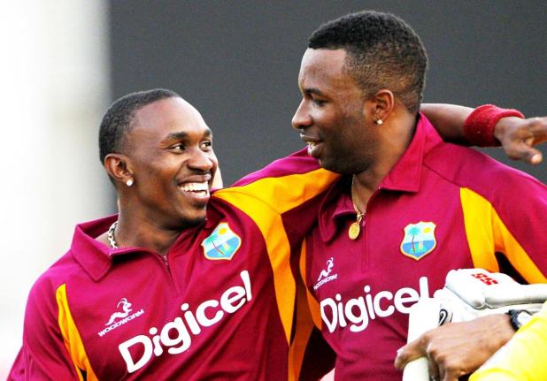Dwayne Bravo (left) and Kieron Pollard