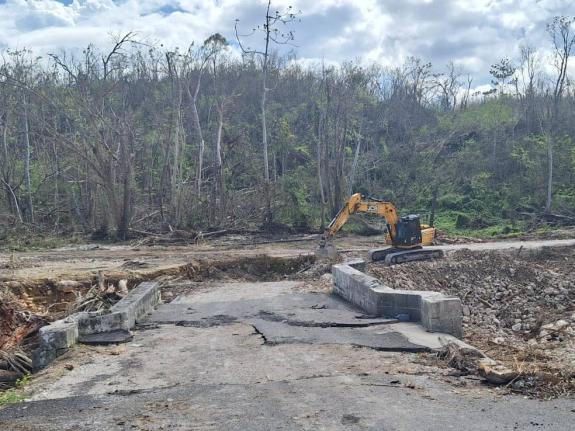 Restoration work in progress along the Sign main road in St James.