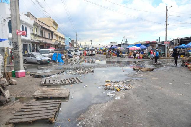 Sewage overflow in a section of downtown Kingston on November 21, 2025.