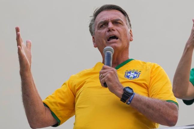 Former President Jair Bolsonaro addresses supporters during a rally in Sao Paulo, Brazil, February 25, 2024. (AP Photo/Andre Penner, File)