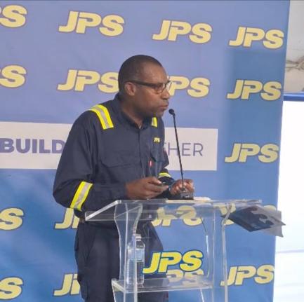 Jamaica Public Service President and CEO Hugh Grant speaking at a media briefing in Negril, Westmoreland on November 23, 2025.