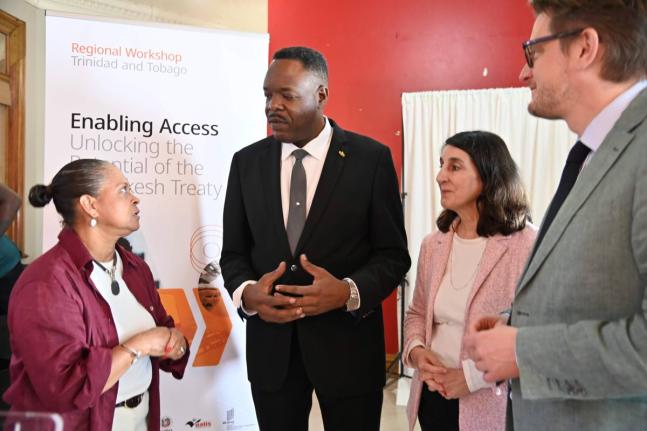 Dr Wayne Wesley (centre), CXC registrar, in conversation with Carol Simpson (left), officer-in-charge of the World Intellectual Property Organization’s (WIPO) Division for Latin America and the Caribbean; Monica Halil Lövblad (second right), head of WIP