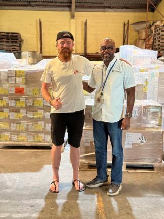 Xan Gibson (right), general manager/director of XARS Equipment & Trucking Co Ltd, and Hunter McGovern, logistics team lead, MSF Holland (Médecins Sans Frontières/Doctors Without Borders). 