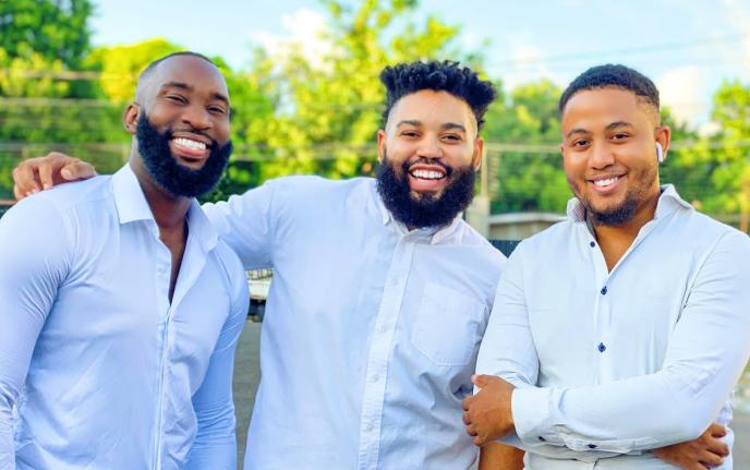 From left: Adiel ‘King Diel’ Thomas, Carl ‘Lee King’ Scharschmidt and Justin ‘Just King’ Walker of the music group, Island Kings. 