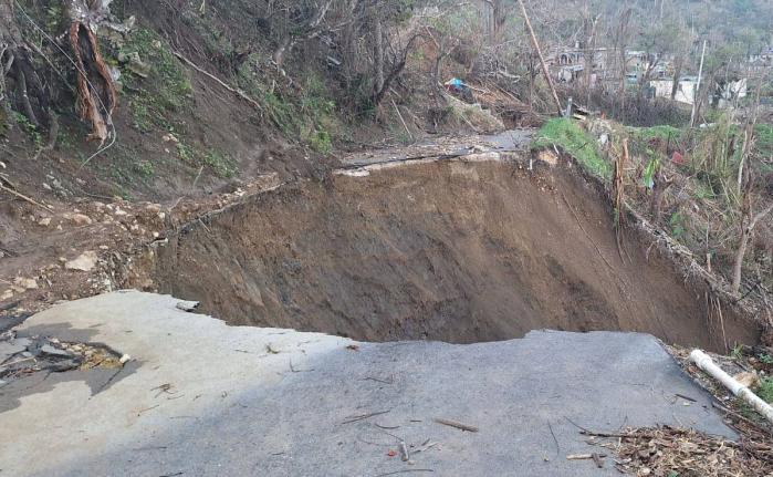 A breakaway along the Spring Mount road in St James, that was caused by the passage of Hurricane Melissa.