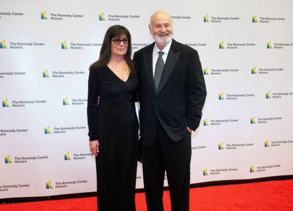 Rob Reiner and Michele Singer Reiner arrive on the red carpet at the State Department for the Kennedy Center Honors gala dinner, December 2, 2023, in Washington. 