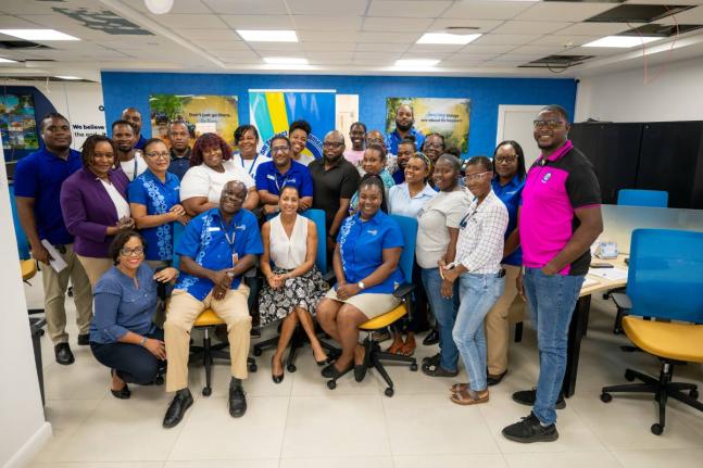 Tourism Product Development Company (TPDCo)Training Manager for the Western Region, Megan Mollison (left, front row), is pictured with Clinical Director at Dr. K.A.D. Morgan & Associates, Verol Billett (fifth left, second row); Managing Director of Amstar 