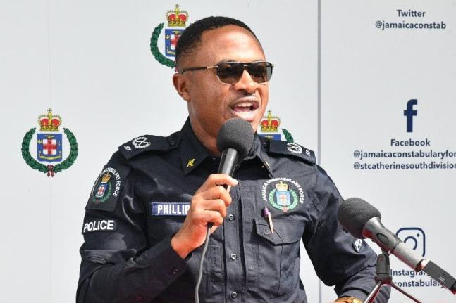 Assistant Commissioner of Police (ACP) Christopher Phillips, who has responsibility for Area Five, addresses the launch of the 'Shop with a Cop' initiative at the Greater Portmore Police Station (100-Man) in St Catherine on December 19.