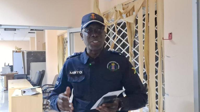 Head of the St Elizabeth Police Division, Superintendent Coleridge Minto, speaking at the St Elizabeth Municipal Corporation’s Christmas Tree Lighting Ceremony on December 23, 2025 in Black River.