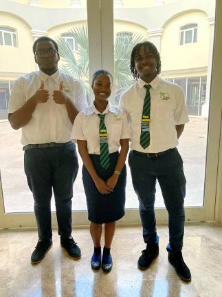 Members of the Tourism Action Club of The Heinz Simonitsch School in Montego Bay (from left) D’Alexander Davis, Samir Vassell, vice-president, and Kevaughn Stewart, president, at the media brunch/luncheon at Iberostar hotel. 