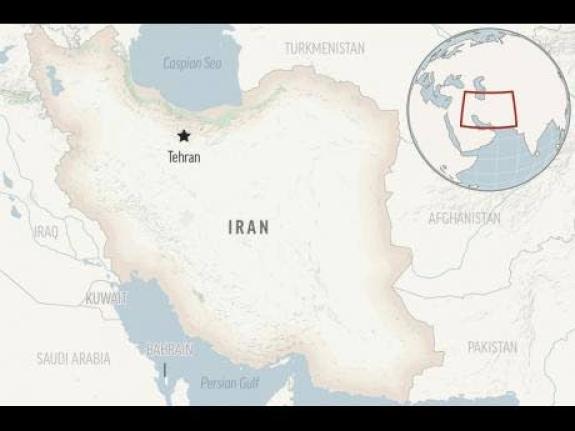 This is a locator map for Iran with its capital, Tehran.