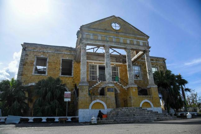 This photo shows a roofless Trelawny Municipal Corporation building in Falmouth, blown by Hurricane Melissa.