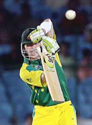Australia’s Damien Martyn plays a shot during the ICC Champions Trophy against England in Jaipur in 2006. Martyn sored 78 to lead Australia to a six-wicket win.