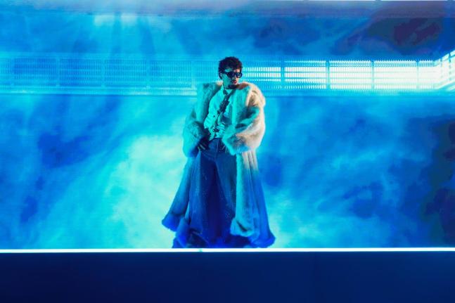 Bad Bunny performs during the iHeartRadio Music Awards, on Monday, March 17, at the Dolby Theatre in Los Angeles. 