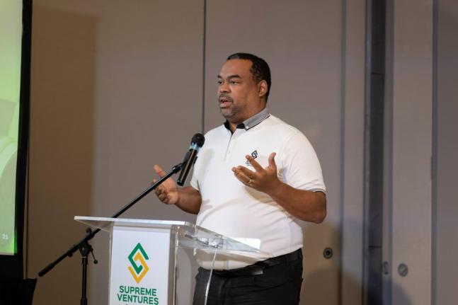 Gladstone Taylor/MULTIMEDIA PHOTO EDITOR
Gary Peart, executive chairman, Supreme Ventures Limited, speaking at the SVL annual general meeting held at the AC Marriott Hotel in St Andrew in 2023.