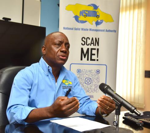National Solid Waste Management Authority (NSWMA) Executive Director, Audley Gordon, speaking to reporters at a press briefing held at the agency’s head office in St Andrew on January 12, 2026. 