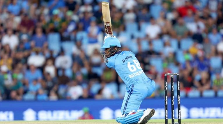 Sherfane Rutherford in action for the Pretoria Capitals in the Betway South Africa T20.