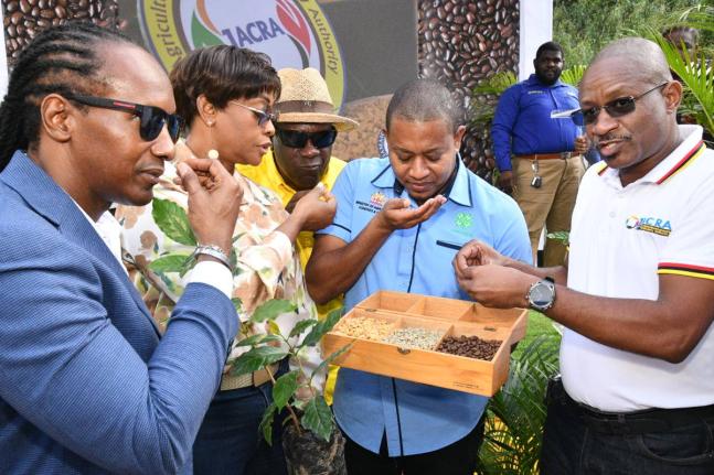 Minister of Agriculture, Fisheries and Mining, Floyd Green (second right), along with (from left) State Minister in the Ministry of Foreign Affairs and Foreign Trade, Alando Terrelonge; Speaker of the House of Representatives and Member of Parliament for S