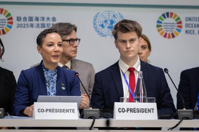 Jamaica’s Minister of Foreign Affairs and Foreign Trade, Senator Kamina Johnson Smith co-chairs a high-level panel at the Third United Nations Ocean Conference, alongside Iceland’s minister of the environment, energy and climate, Jóhann Páll Jóhanns