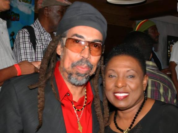 Minister of Culture and Entertainment Olivia Grange with legendary Jamaican musician Stephen 'Cat' Coore.