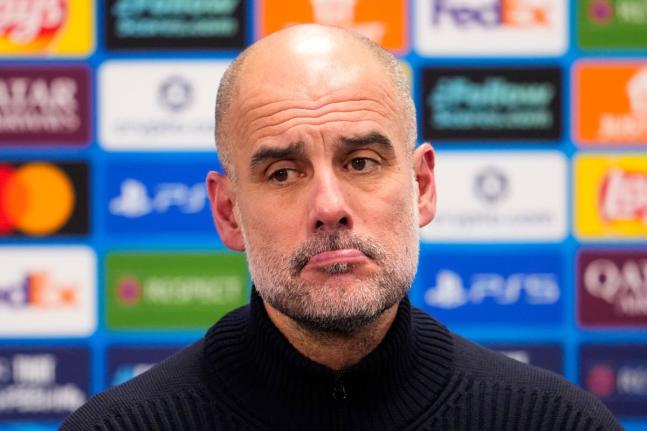 Manchester City coach Pep Guardiola attends a press conference after the Champions League football match between Bodo/Glimt and Manchester City in Bodo, Norway on January 20, 2026. 