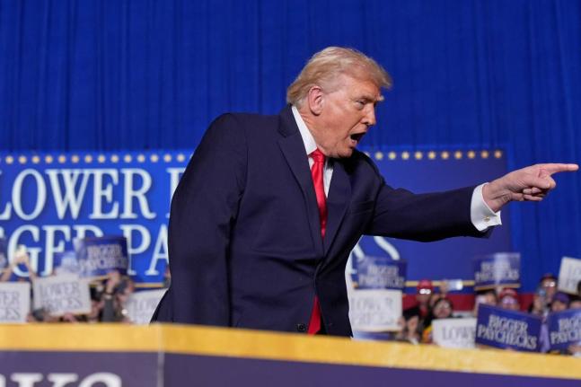 President Donald Trump speaks during an event at the Horizon Events Center in Clive, Iowa.