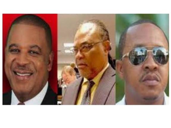 From left: Former Turks and Caicos premier Michael Misick, his brother, Thomas Misick and former government minister McAllister Hanchell.