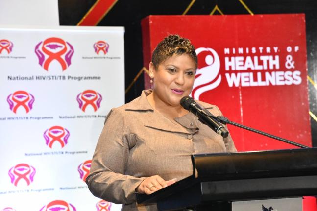 Minister of State in the Ministry of Health and Wellness Krystal Lee, addresses the launch of the National Strategic Plan for HIV 2023-2030 on Monday at The Jamaica Pegasus hotel in New Kingston.