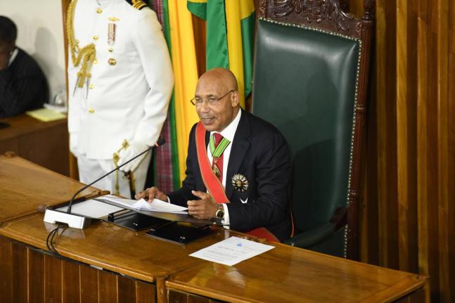 Governor General Sir Patrick Allen delivering the Throne Speech at the opening of the 2026/2027 parliamentary year at Gordon House on February 12.