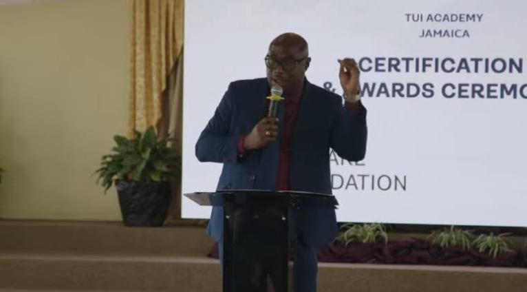 Dr Darien Henry, the principal of the Montego Bay Community College, delivers the keynote address at the Institute of Vocational Education and Skills Training Limited’s graduation ceremony on Wednesday.