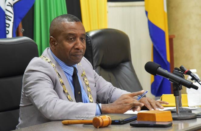 Mayor of Kingston, Councillor Andrew Swaby, presides over the Kingston and St Andrew Municipal Corporation’s (KSAMC) monthly meeting on March 10.