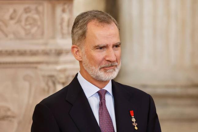 Spanish King Felipe attends commemorations marking the 10th anniversary of the proclamation of Spain's King Felipe VI at Royal Palace in Madrid on June 19, 2024. (Juan Medina/Pool Photo via AP, File)