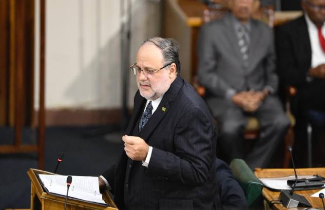 Leader of the Opposition Mark Golding making his contribution to the Budget Debate in Parliament on March 17, 2026.