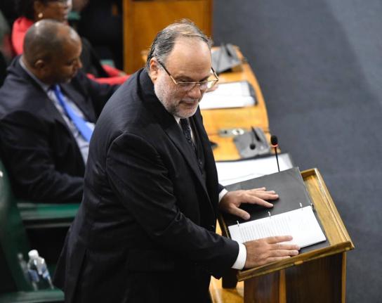 Leader of the Opposition Mark Golding making his contribution to the Budget Debate in Parliament on March 17, 2026.