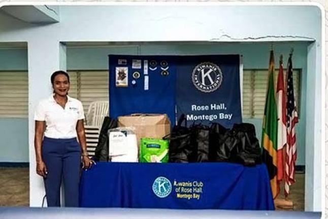Tastia Stephens, of Parkmere Group Investments USA, displays some of the items that her company donated to Kiwanis Rose Hall Montego Bay, for residents of St James who were impacted by Hurricane Melissa.