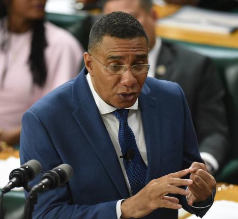 Prime Minister Dr Andrew Holness making his contribution to the 2026-2027 Budget Debate in the House of Representatives last Thursday. 