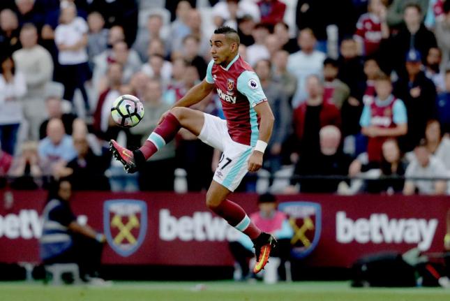 West Ham United’s Dimitri Payet controls the ball during the English Premier League football match against Southampton in London, on September 25, 2016.