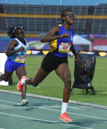 Shakeya Reid of Penwood High School brought her school their first ISSA/GraceKennedy Boys and Girls’ Athletics Championships points when she finished sixth in the Class One 100 metres.