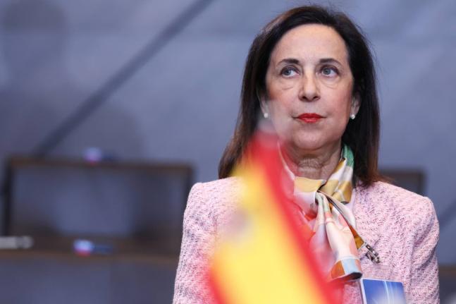 Spain's Defense Minister Margarita Robles waits for the start of a meeting of the North Atlantic Council in defense ministers format at NATO headquarters in Brussels on October 15, 2025 (AP Photo/Omar Havana, file)
