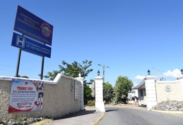 The main entrance to the University Hospital of the West Indies in 
St Andrew.