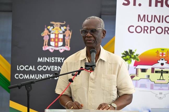 Minister of Local Government and Community Development, Desmond McKenzie, delivers the main address during the opening of the Yallahs Market on March 27.
