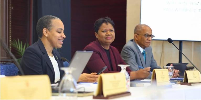 Ariel Bowen (centre), the officer in charge of the Jamaican Consulate in New York, joined colleague ambassadors, high commissioners, and consuls-general in Kingston for a heads of mission meeting convened by the Ministry of Foreign Affairs and Foreign Trad