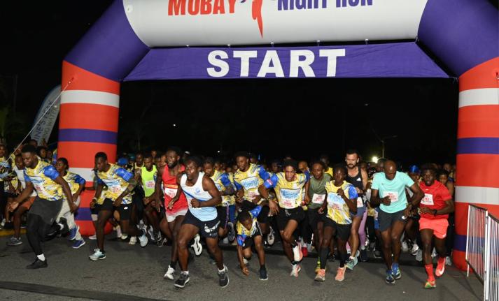 Participants at the start line for the MoBay Night Run 5K Run/Walk on Jimmy Cliff Boulevard in Montego Bay on Saturday. 