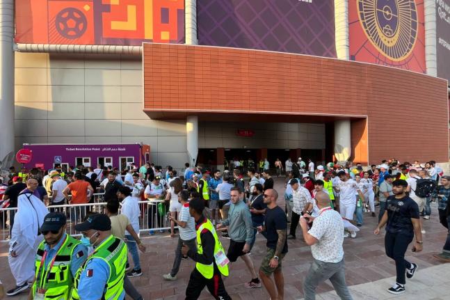 Fans arrive for the World Cup Group B football match between England and Iran at the Khalifa International Stadium in Doha, Qatar, on November 21, 2022.