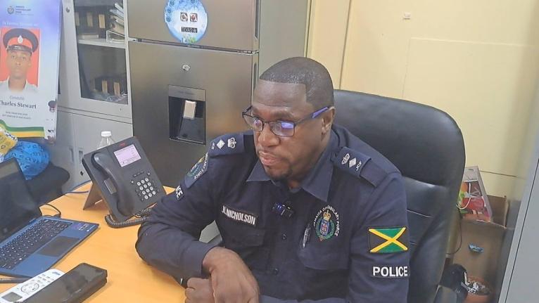 Commander of the St Catherine North Police Division, Senior Superintendent Hopeton Nicholson, speaking with reporters on April 8, 2026. 