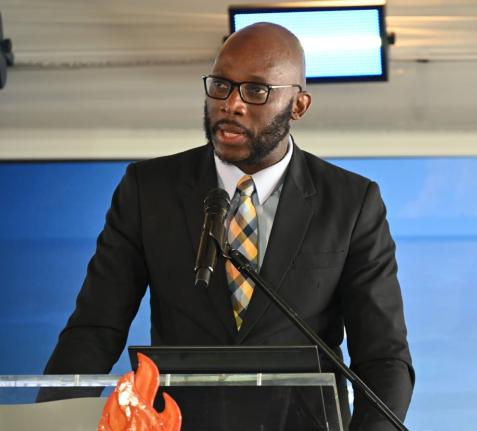 Mark Malabver, president of the Jamaica Teachers' Association (JTA), addressing delegates on the third and final day of the JTA's 2026 education conference at the Princess Grand Hotel in Hanover on Thursday, April 9, 2026.