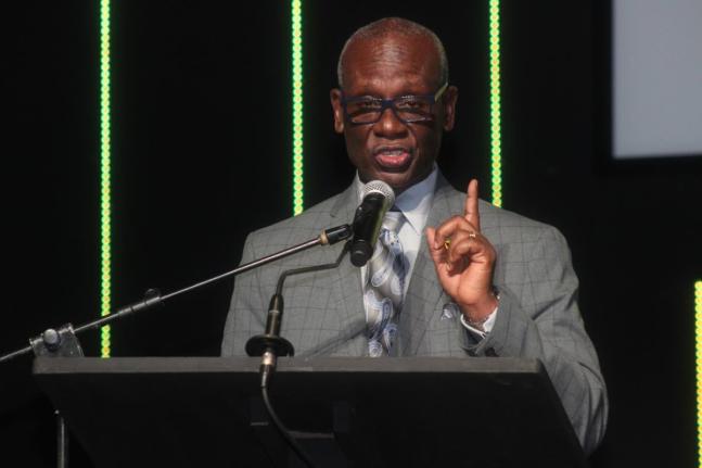 Local Government Minister, Desmond McKenzie addresses the Local government and community month 2021 National Church Service, which was held at the Abundant Life Ministries in Green Park, Trelawny on Sunday November 21.