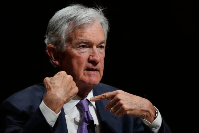 Federal Reserve Chair Jerome Powell gestures while addressing students at Harvard University, Monday, March 30, 2026, in Cambridge, USA. 