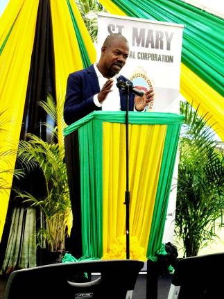 Central St Mary Member of Parliament Omar Newell addressing a commemorative ceremony marking National Chief Takyi Day at the Claude Stuart Park in Port Maria, St Mary on Wednesday.